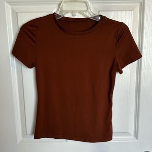 NEW- brown polyester shirt